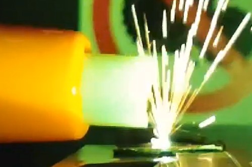 Laser hitting steel nuclear cleaning